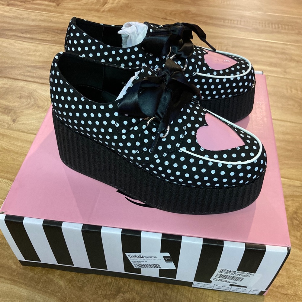 Dolls Kill Charla Tedrick Sweetheart Polkadot Platform Janes - Picture 6 of 9